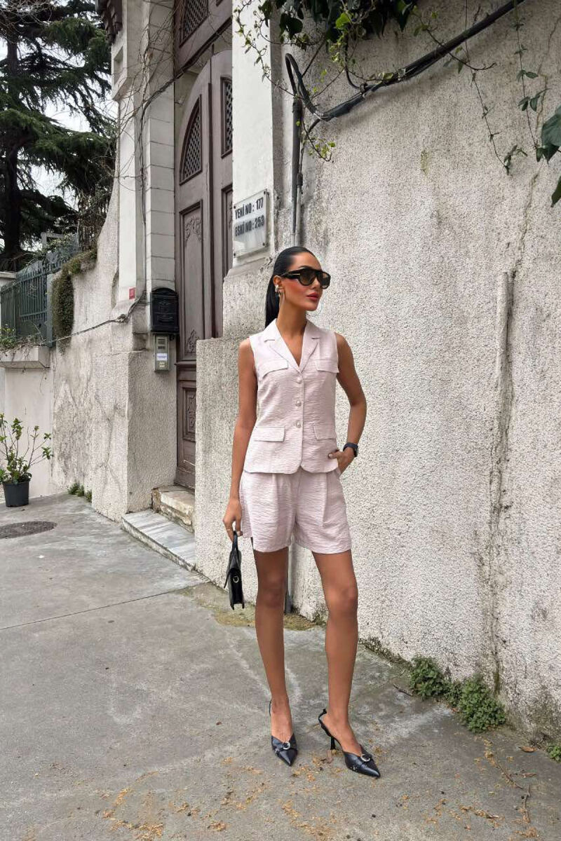 VEST+SHORTS ONE COLOR SIMPLE WOMEN SET VINEGAR/UTHULL - 1