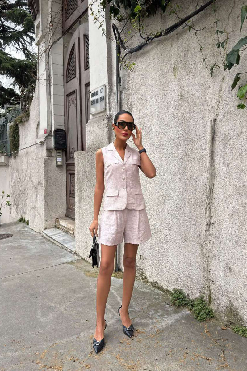 VEST+SHORTS ONE COLOR SIMPLE WOMEN SET VINEGAR/UTHULL - 3