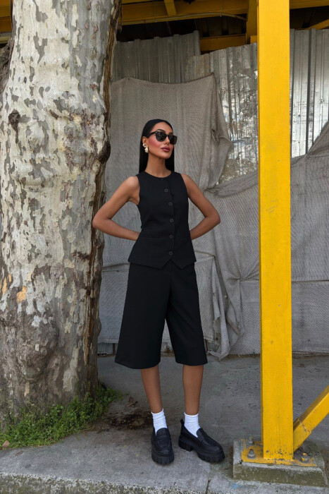 VEST+SHORTS ONE COLOR WOMEN SET BLACK/ E ZEZE 