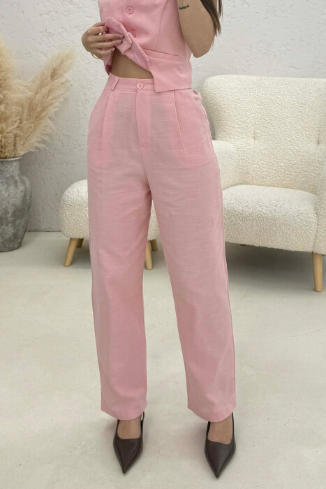 VEST+TROUSERS BACK BELT DETAIL WOMEN SET POWDER/PUDER - 4