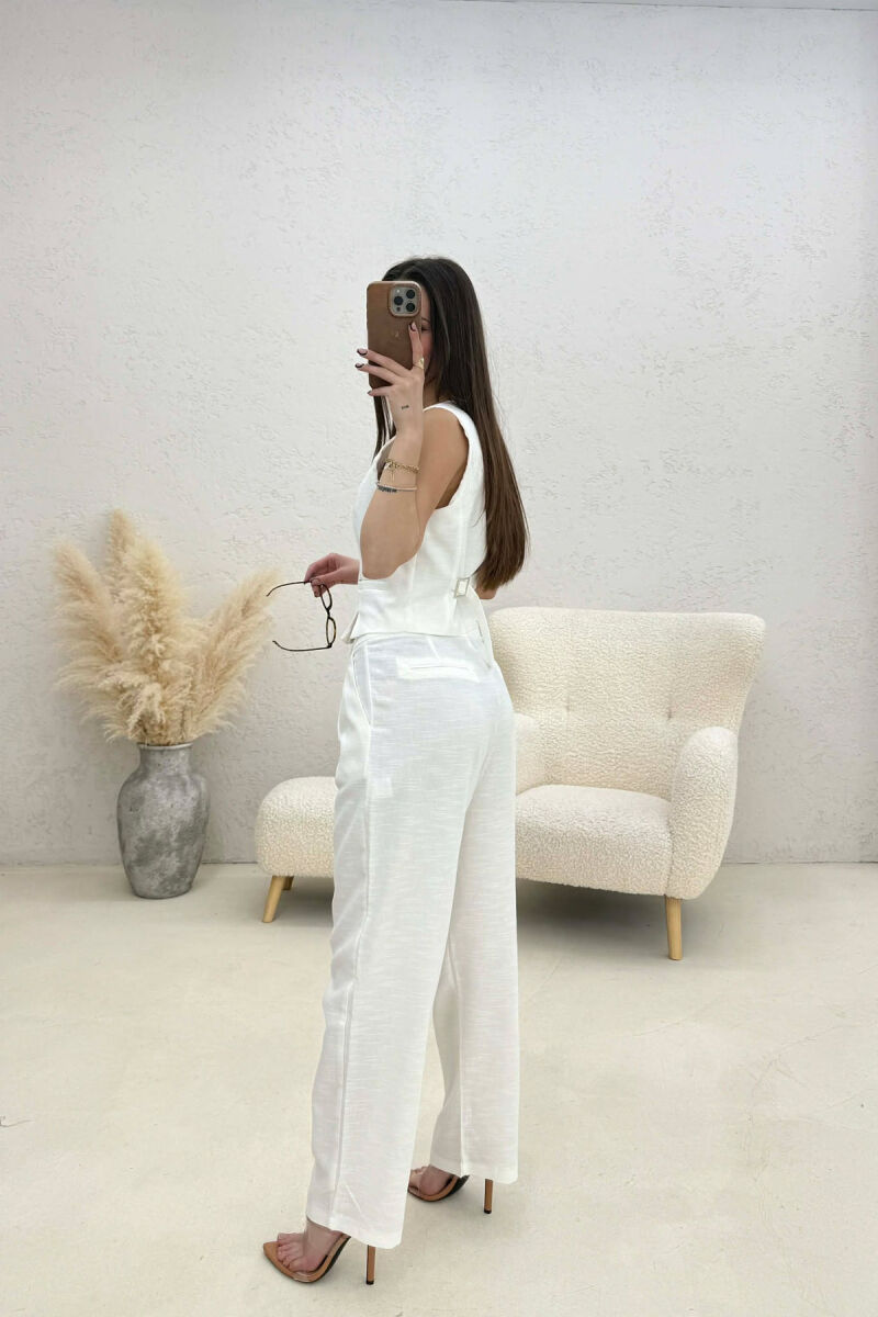 VEST+TROUSERS BACK BELT DETAIL WOMEN SET WHITE-E BARDHE - 2