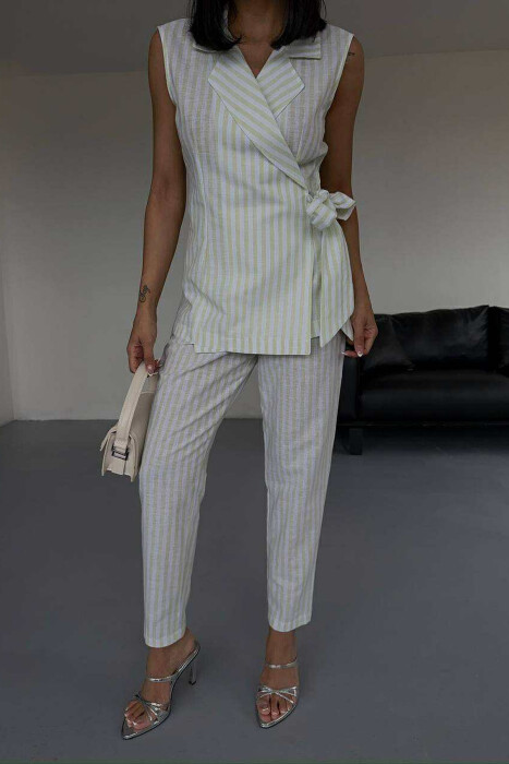 VEST+TROUSERS LACING STRIPED WOMEN SET MINT/MENTE - 6