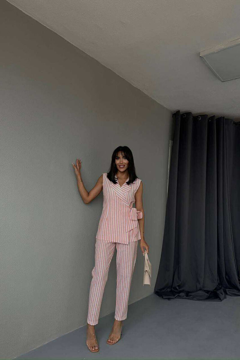 VEST+TROUSERS LACING STRIPED WOMEN SET ORANGE/PORTOKALLI - 1