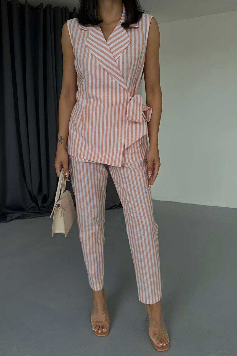 VEST+TROUSERS LACING STRIPED WOMEN SET ORANGE/PORTOKALLI - 2
