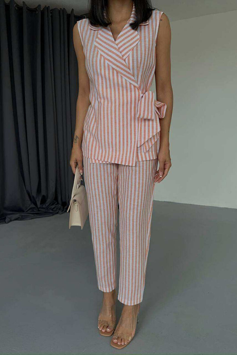 VEST+TROUSERS LACING STRIPED WOMEN SET ORANGE/PORTOKALLI - 4