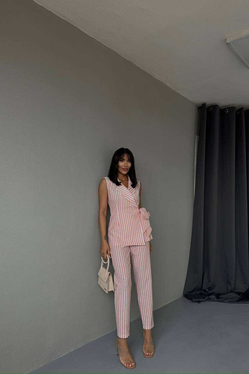 VEST+TROUSERS LACING STRIPED WOMEN SET ORANGE/PORTOKALLI - 5