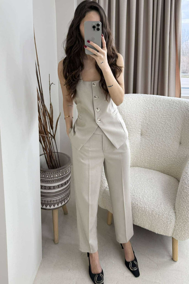 VEST+TROUSERS ONE COLOR WOMEN SET BEIGE/BEZHE - 2