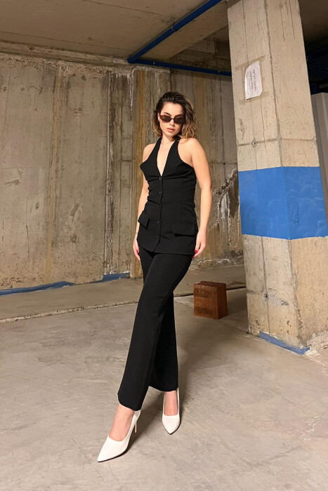 VEST+TROUSERS ONE COLOR WOMEN SET BLACK/ E ZEZE 