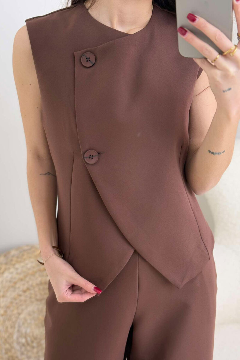 VEST+TROUSERS ONE COLOR WOMEN SET BROWN/KAFE - 3