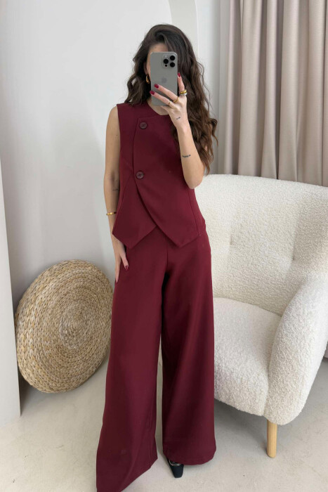 VEST+TROUSERS ONE COLOR WOMEN SET BURGUNDY/VISHNJE 