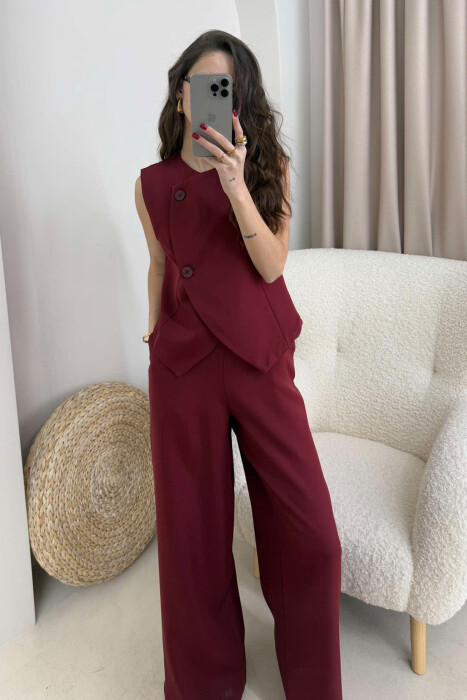 VEST+TROUSERS ONE COLOR WOMEN SET BURGUNDY/VISHNJE - 2