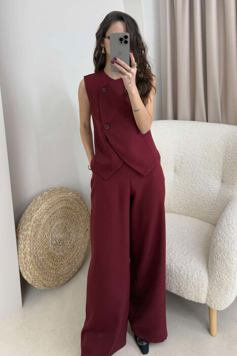 VEST+TROUSERS ONE COLOR WOMEN SET BURGUNDY/VISHNJE - 3