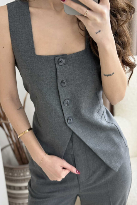 VEST+TROUSERS ONE COLOR WOMEN SET DARK GREY/GEE - 3