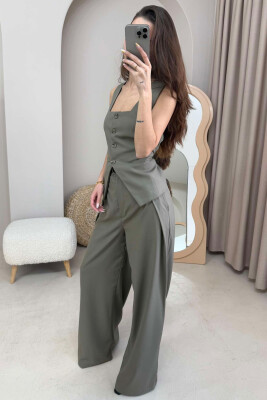 VEST+TROUSERS ONE COLOR WOMEN SET OLIVE/ULLI - 5