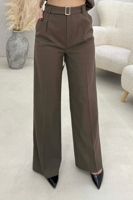 VEST+TROUSERS ONE COLOR WOMEN TWO PIECE SET DARK BROWN/KAE - 2