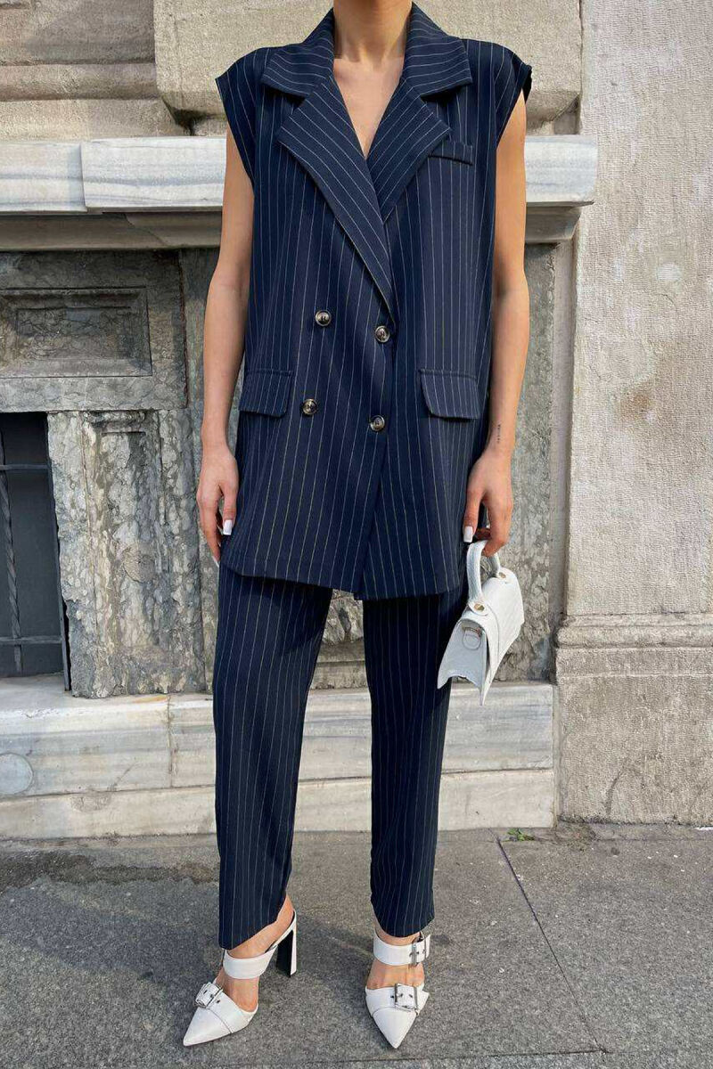 VEST+TROUSERS STRIPED WOMEN SET DARK BLUE/BEE - 2