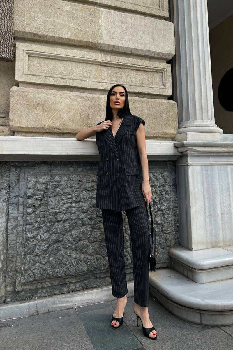 VEST+TROUSERS STRIPED WOMEN SET DARK GREY/GEE - 3