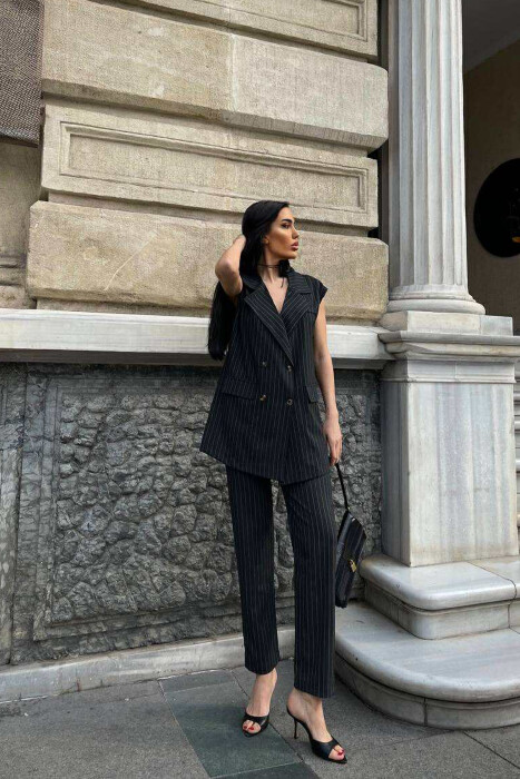 VEST+TROUSERS STRIPED WOMEN SET DARK GREY/GEE - 4