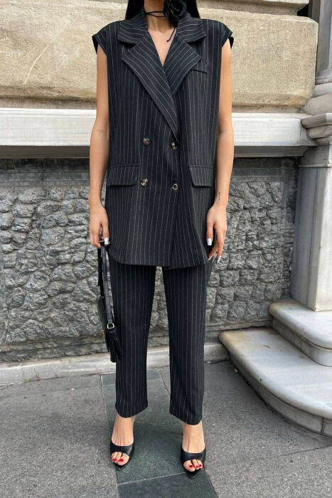 VEST+TROUSERS STRIPED WOMEN SET DARK GREY/GEE - 5