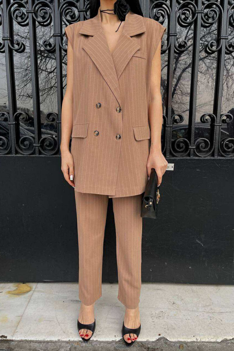 VEST+TROUSERS STRIPED WOMEN SET LIGHT BROWN/KAZB - 2