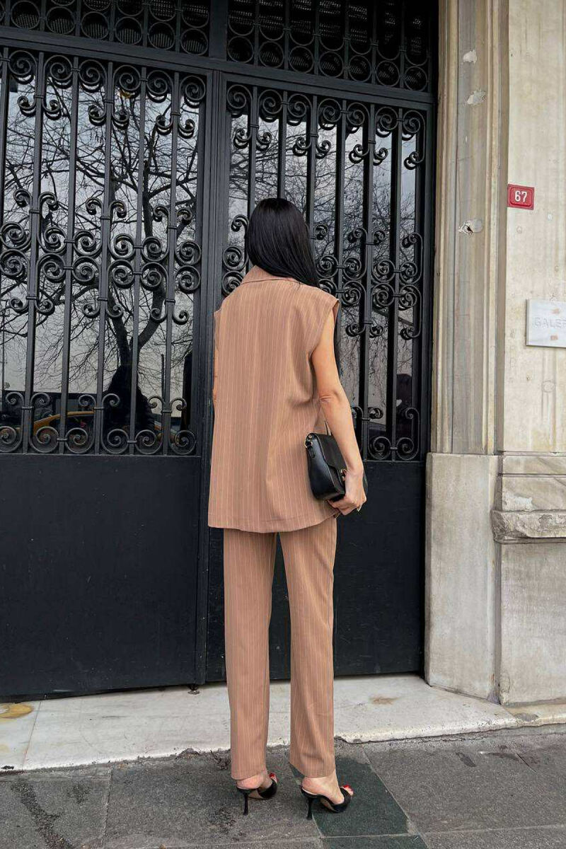 VEST+TROUSERS STRIPED WOMEN SET LIGHT BROWN/KAZB - 4