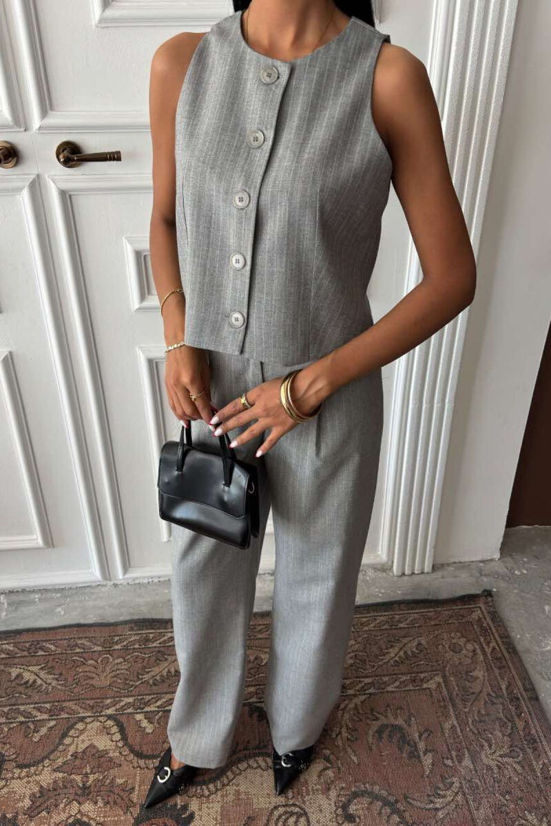 VEST+TROUSERS STRIPED WOMEN SET LIGHT GREY/GZ - 2