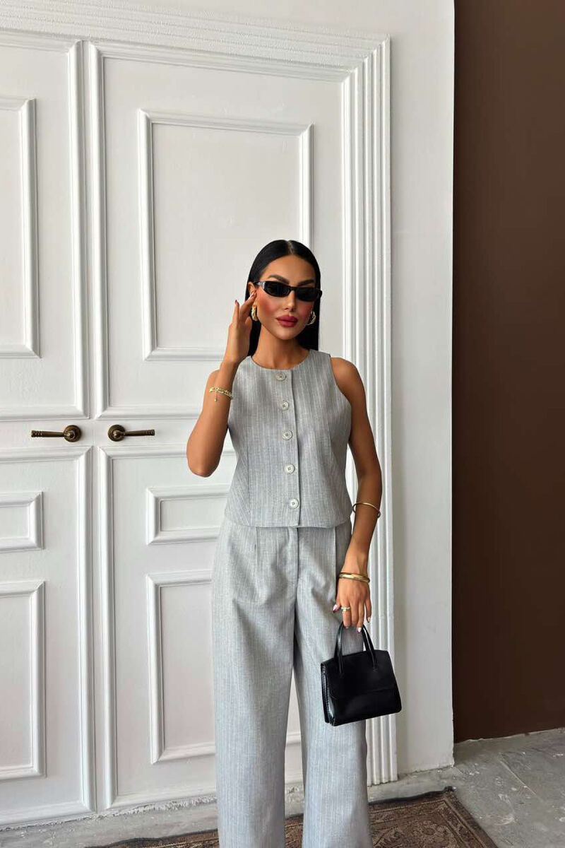 VEST+TROUSERS STRIPED WOMEN SET LIGHT GREY/GZ - 4