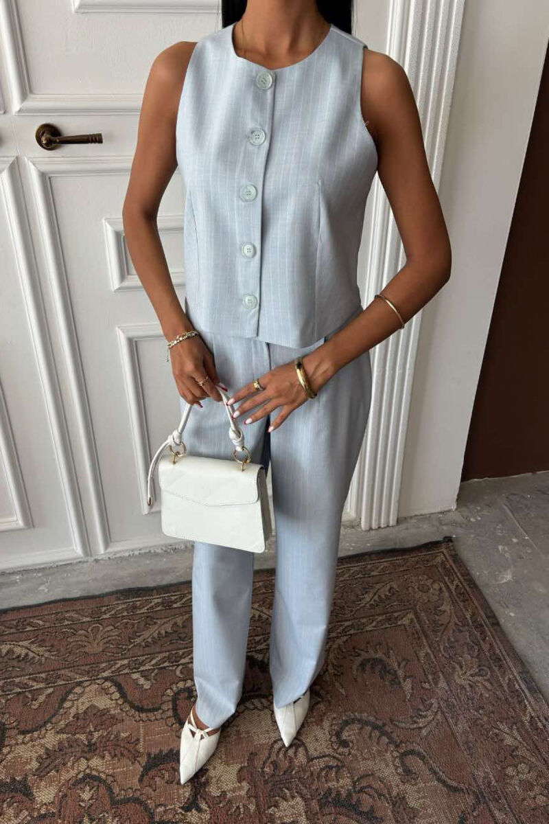 VEST+TROUSERS STRIPED WOMEN SET LIGHTBLUE/BZ - 1