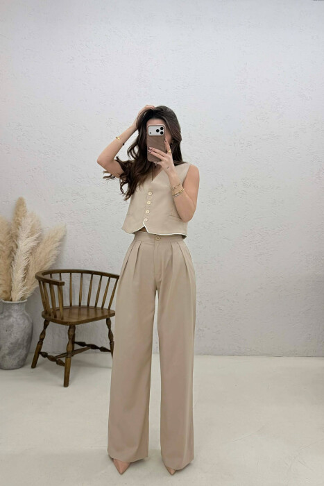 VEST+TROUSERS WOMAN SET LIGHT BEIGE/BZHZB - KLAUDIO FASHION
