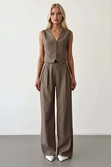 VEST+TROUSERS WOMAN SET LIGHT BROWN/KAZB - 1
