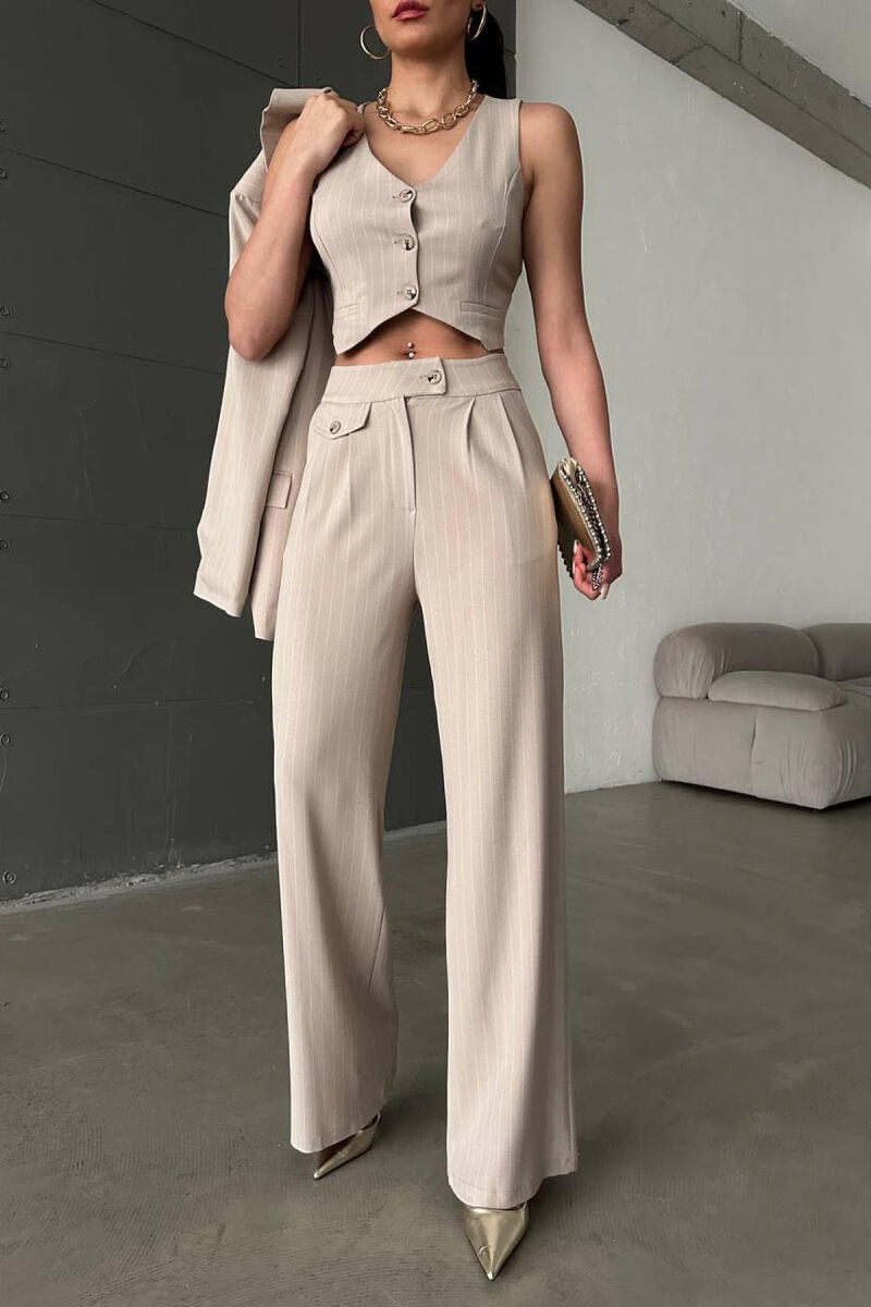 VEST+TROUSERS+JACKET WOMAN SET BEIGE/BEZHE - 3