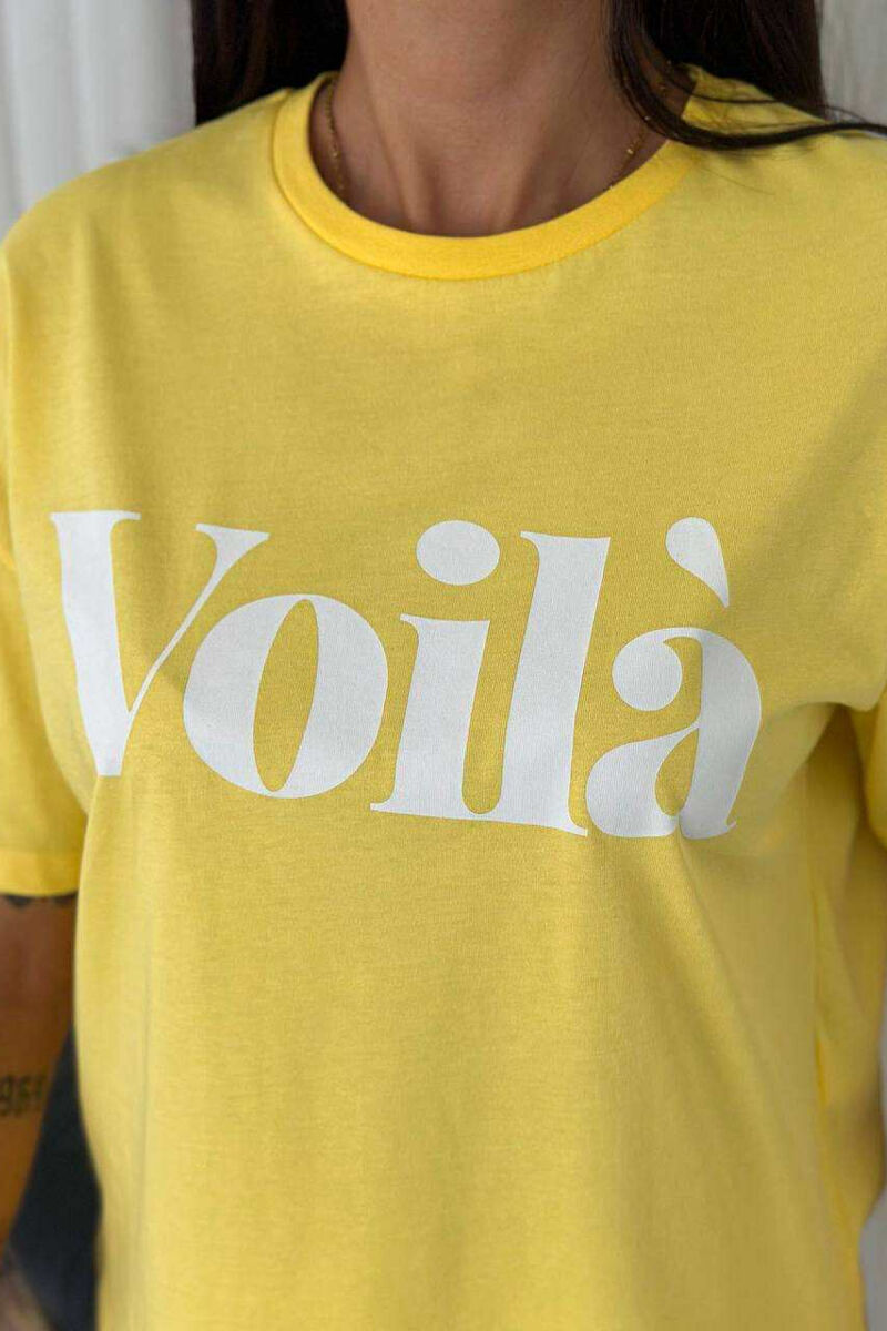 VOILA FRONT WRITTING SIMPLE WOMEN T-SHIRT YELLOW/E VERDHE - 3