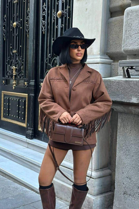 VONDA SUEDE WOMEN JACKET BROWN/KAFE - 1