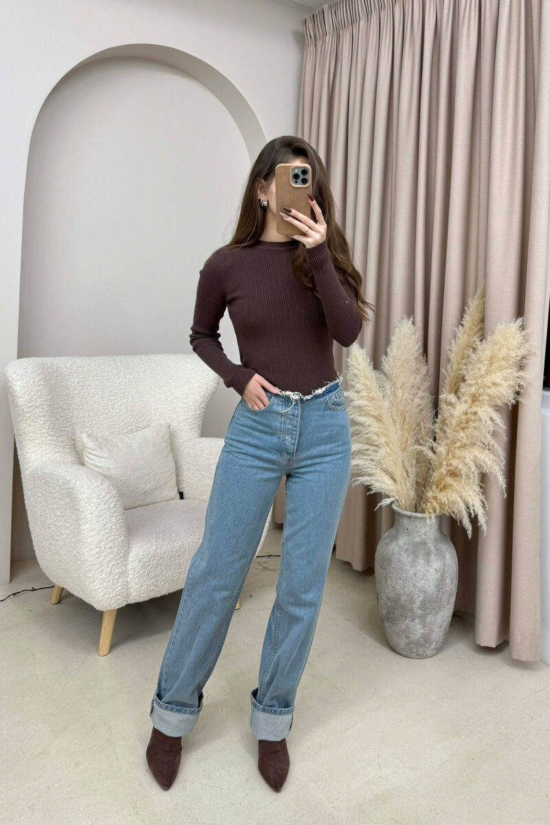 WAIST DETAIL ONE COLOR WOMEN JEANS BLUE/BLU - 2