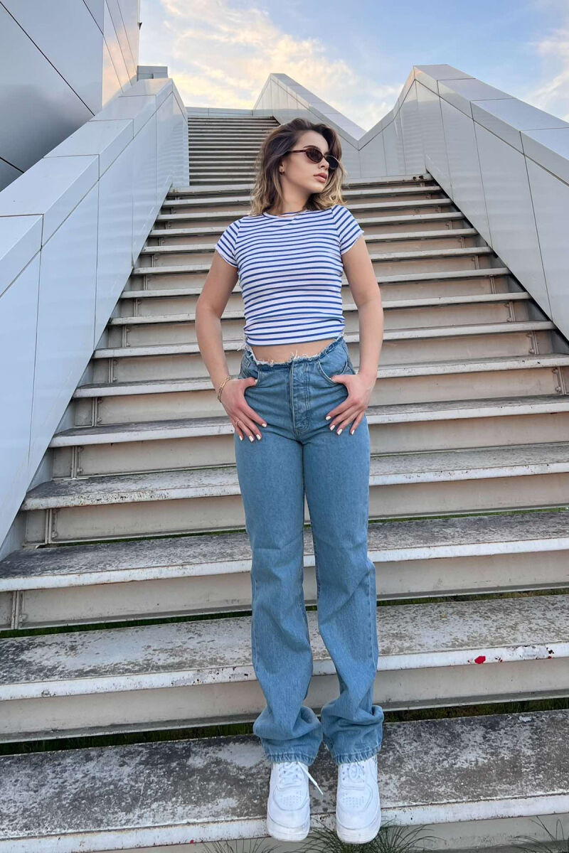 WAIST DETAIL ONE COLOR WOMEN JEANS BLUE/BLU - 1