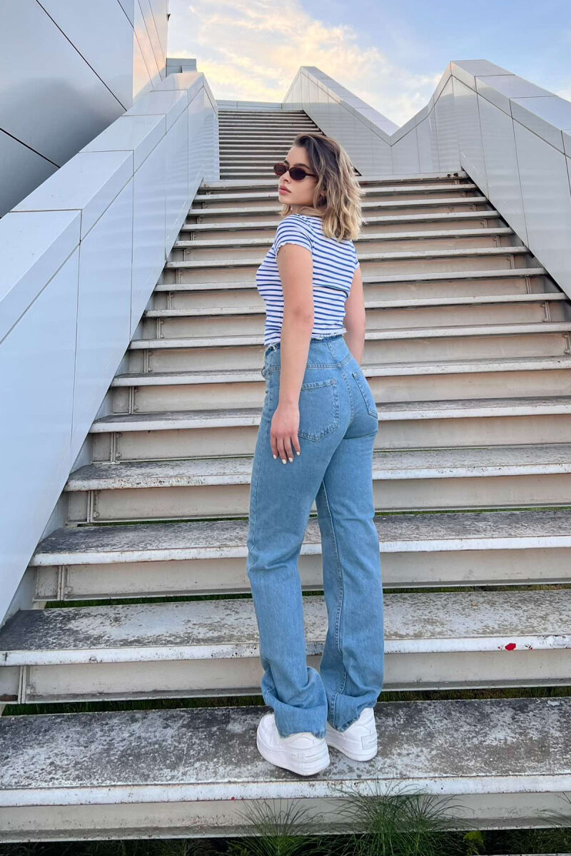WAIST DETAIL ONE COLOR WOMEN JEANS BLUE/BLU - 3