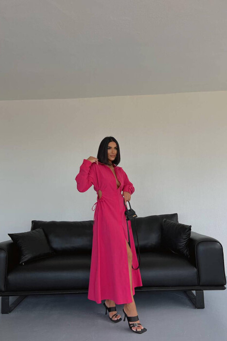 WAIST SHOWING WOMAN DRESS FUCHSIA/CIKLAMI - 2