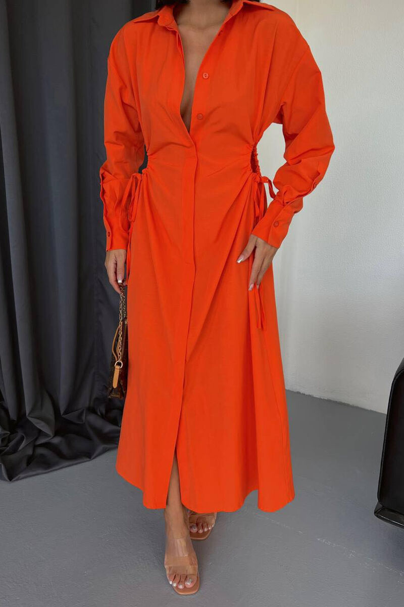 WAIST SHOWING WOMAN DRESS ORANGE/PORTOKALLI - 2