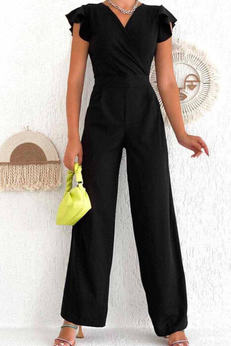 WAIST TIE-UP WOMEN JUMPSUIT BLACK/ E ZEZE - KLAUDIO FASHION