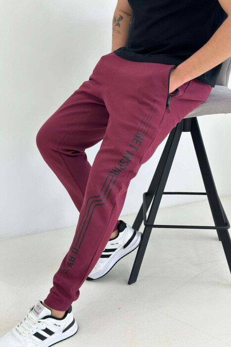 WARM MEN SWEATPANTS IN BURGUNDY COLOR 
