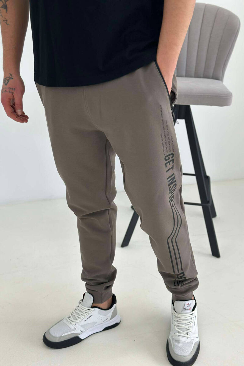 WARM MEN SWEATPANTS IN BROWN COLOR - 1