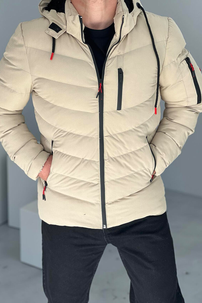 SIMPLE MEN PUFFER JACKET BEIGE/BEZHE - 3