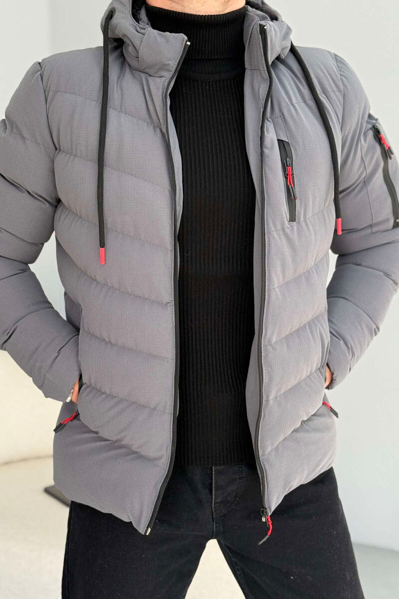 SIMPLE MEN PUFFER JACKET DARK GREY/GEE - 1