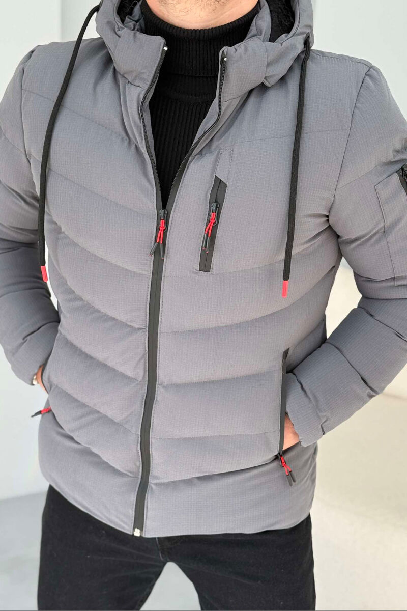 SIMPLE MEN PUFFER JACKET DARK GREY/GEE - 3