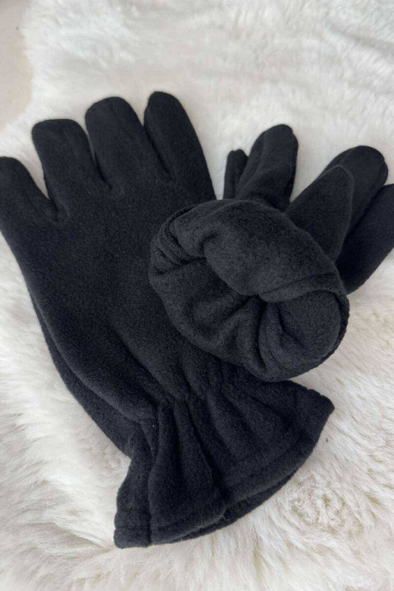 WARM SIMPLE ONE COLOR MEN GLOVES BLACK/ E ZEZE - 1