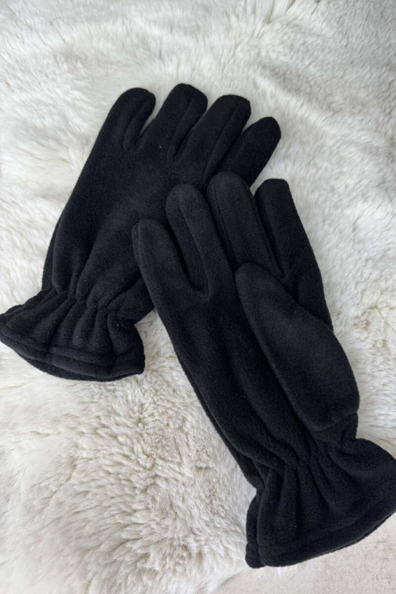 WARM SIMPLE ONE COLOR MEN GLOVES BLACK/ E ZEZE - 2