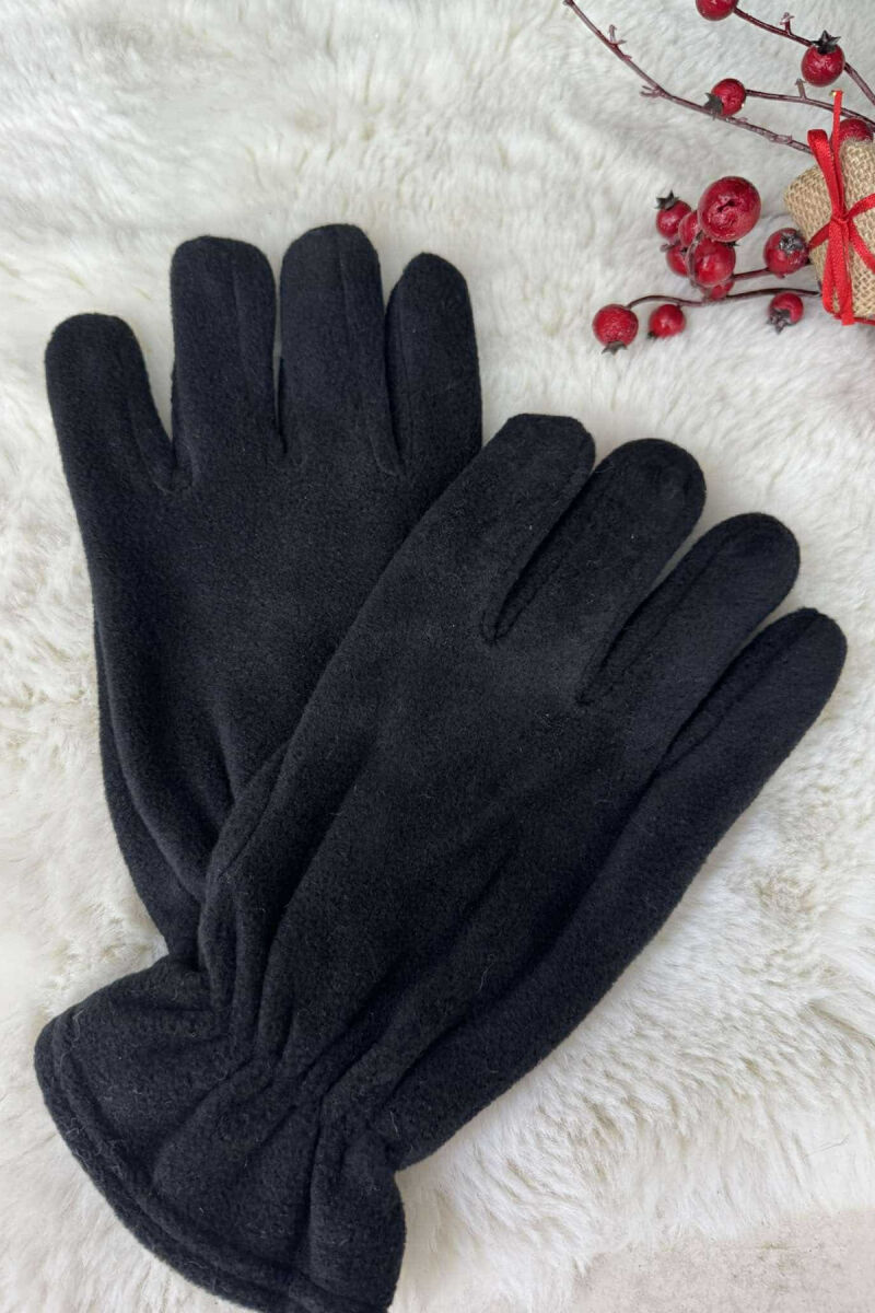 WARM SIMPLE ONE COLOR MEN GLOVES BLACK/ E ZEZE - 4