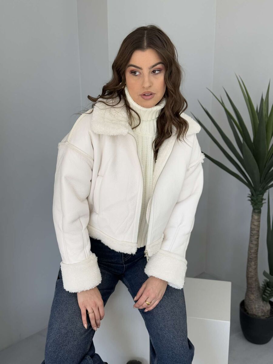 WARM WOOL DESIGN WOMEN JACKET WHITE-E BARDHE - 2