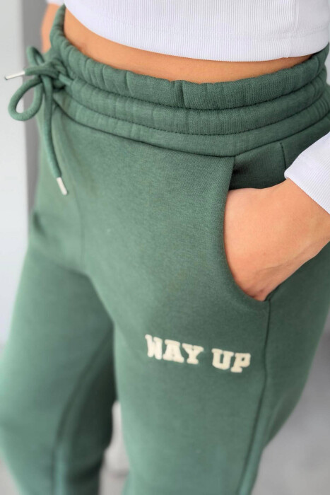 WAY UP WRITTING FLUFFY WOMEN JOGGERS GREEN/JESHILE - 4