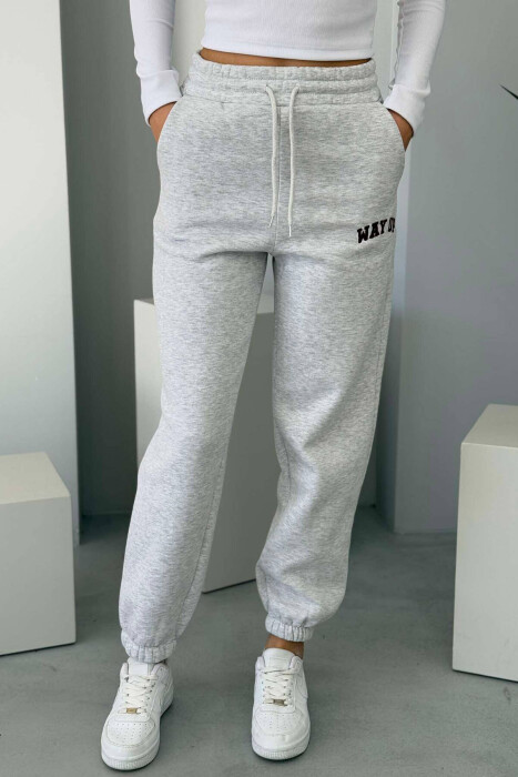 WAY UP WRITTING FLUFFY WOMEN JOGGERS LIGHT GREY/GZ 